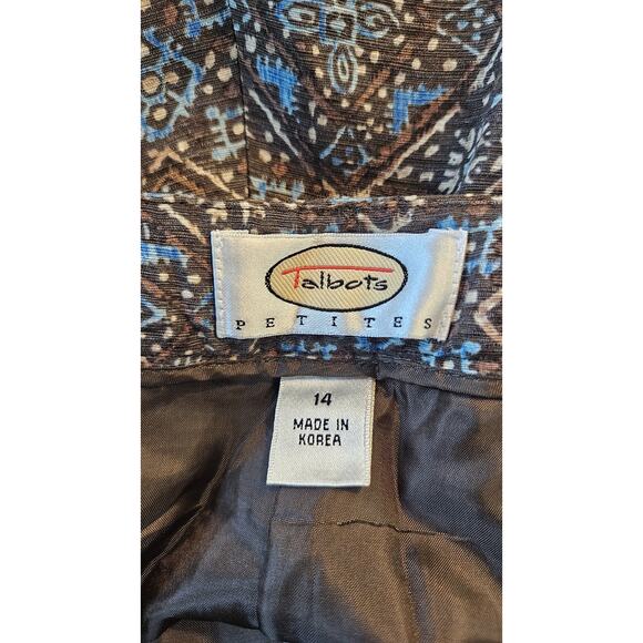 Talbots Womens Size Petites 14 Dress Pants 70% Silk 30% Linen Brown/Blue Lined - Picture 6 of 7